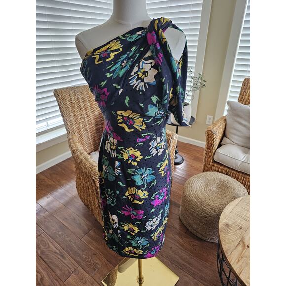 Emanuel Ungaro 80's Vintage Silk Floral Dress Women's Size 10 Made in Italy - Picture 1 of 16